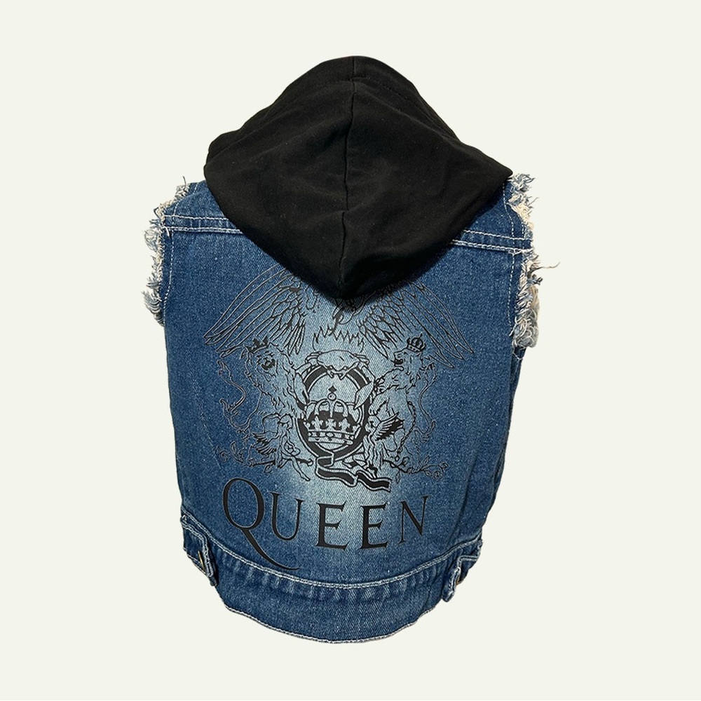 Queen Blue Denim Jacket with Black Hood